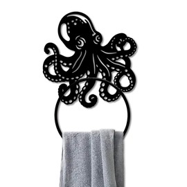 MAYJOYDIY Octopus Towel Rack Metal Towel Ring Holder Wall Mounted Round Octopus Tentacle Wall Decor Round Hand Towel Holder Metal Hand Towel Ring Holder for Bathroom Wall Mounted Hanging