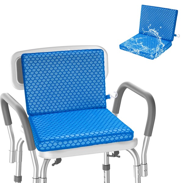 Shower Seat Cushion-Non-Slip 4D Mesh Shower Chair Mat with Backrest