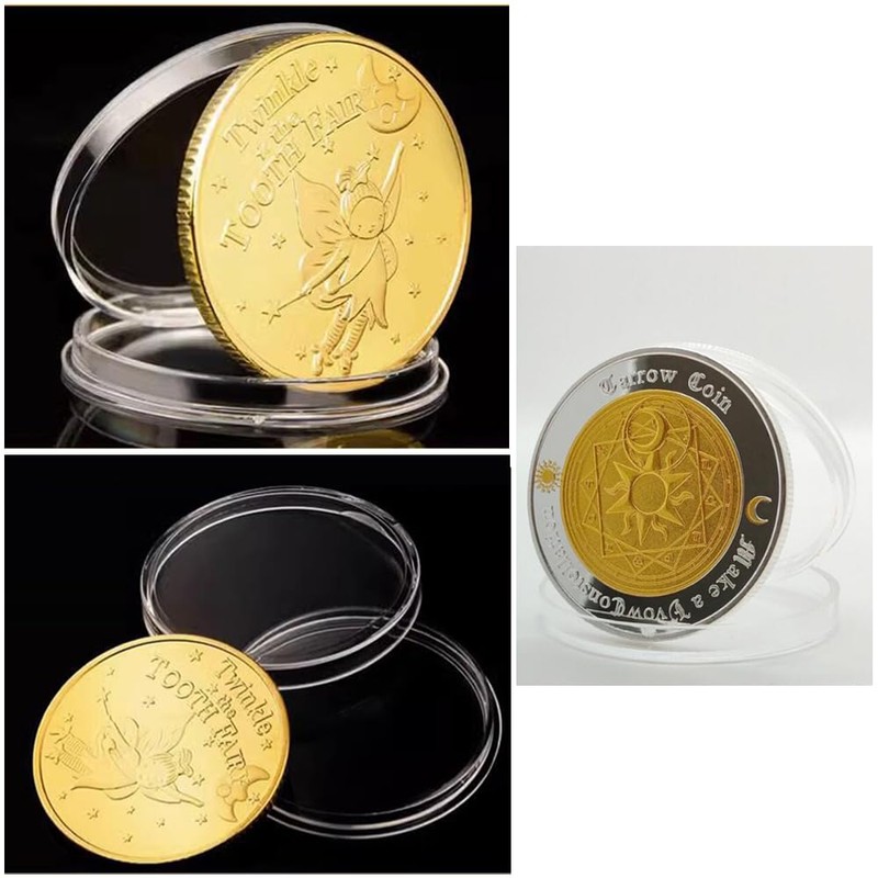 GOODCHI Tooth Fairy Gold Coins, Tooth Fairy Tooth Teeth Commemorative