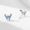 Blue CZ Butterfly Earrings Studs 925 Sterling Silver Crystal Tiny
