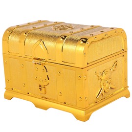 Idhadkc Pirate Treasure Chest Decorative Treasure Chest Keepsake Jewelry Box Plastic Toy Treasure Boxes Decor Large Size Electroplating Gold