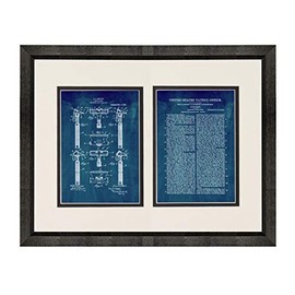 Safety-razor Patent Art Midnight Blue Print in a Beveled Black Wood Frame with a Double Mat (18" x 24") M12424