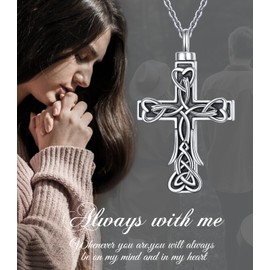 Ladytree Cross Urn Necklaces for Ashes Cremation Pendant 925 Sterling Silver in Memory Loss of Loved One Grief Remembrance Jewelry for Women
