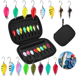 HOTUT Fishing Lures Fishing Spoons Lures Hard Baits, 16 PCS Fishing Baits Kit Sequins Spinner Fishing Lures with Hook, Lifelike Metal Fishing Bait Set, for Trout Pike Bass Crappie Walleye 2.5g 3.5g 5g