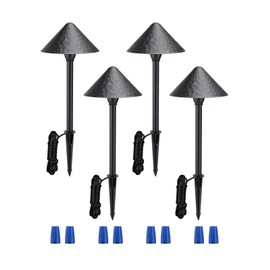 LEONLITE LED Landscape Path Light, 3W 147LM 12-24V AC/DC ETL CRI90+ Wired Outdoor LED Walkway Light, Unique Vintage Golden Edge, Aluminum Construction Low Voltage Pathway Lights IP65 3000K, 4 Pack