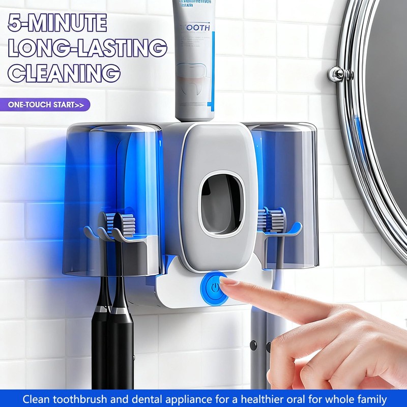 Rechargeable Toothbrush Holder,Wall Mounted Automatic Toothbrush Cleaning Tool with Toothpaste