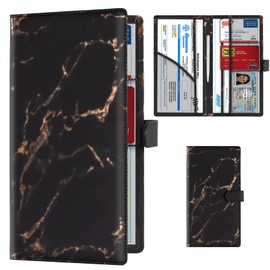 TOURSUIT TOURSUIT Car Registration and Insurance Card Holder, Vehicle License Document Glove Box Compartment Organizer, Interior Car Accessories for Women Men (Marble Black)