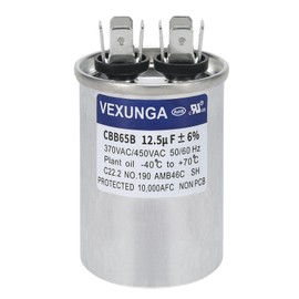 VEXUNGA 12.5uF 12.5 MFD 370VAC 440VAC 450VAC 50/60Hz CBB65B Round Run Start Capacitor for AC Unit Fan Motor Start or Pool Pump or Air Condenser Straight Cool