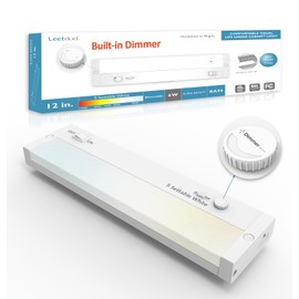 Leetdud Under Cabinet Lighting Plug in or Hardwired Built-in Dimmer, 12 Inch 6W, 5CCT 2700/3000/3500/4000/5000K, Linkable Counter Lights for Kitchen, ETL Dimmable LED Light Fixture, White