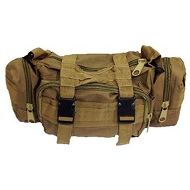 ADROIT Multi-Pocket Military Style Canvas Travel Bag in Beige | 14" (35.6 cm) x 7.5" (19.1 cm) | Heavy-Duty Features