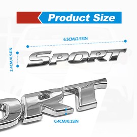 ZOKYUYS 1PCS 3D Sport Sticker, Trunk Side Fender Rear Tailgate Car Exterior Decoration Accessoriesilgate, Ersonalise 3D Metal Auto Badge Stickers, for all Car Truck SUV (Silver)