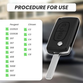 2 Button Replacement Key Shell for Peugeot CE0523 CE0536 207 307 308 407 408 607 608 3008 5008 Citroen C2 C3 C4 C5 C6 C8, Car Key Flip Key Remote Control Case