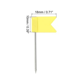 PATIKIL Flag Map Push Pins 1 Inch Travel Card Pens with Plastic Head for Cork Pin Board Picture Card Hanging Yellow Pack of 100