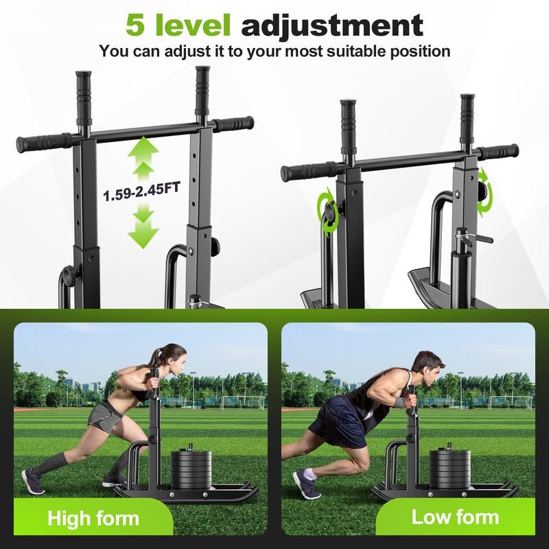 Weight Sled Adjustable Height - Weight Training Pull Sled Gym