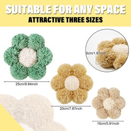 Drydiet 3 Pieces Boho Nursery Daisy Wall Decor Daisy Flower Woven Macrame Wall Hanging 3 Size Nursery Floral Decor for Bedroom Home Office(Boho)