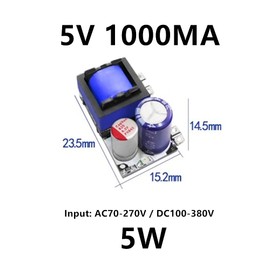 TECNOIOT Pack of 5 AC-DC 5V 1000mA Low Ripple Switching Downward Power Supply Module