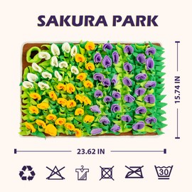 MHTTEC Snuffle Mat for Dogs Tulip Sniffing Mats for Puppy 23.62" x 15.75" Nosework Feeding Mat Polar Fleece Interactive Dog Slow Feeder for Smell Training and Slow Eating 1PC