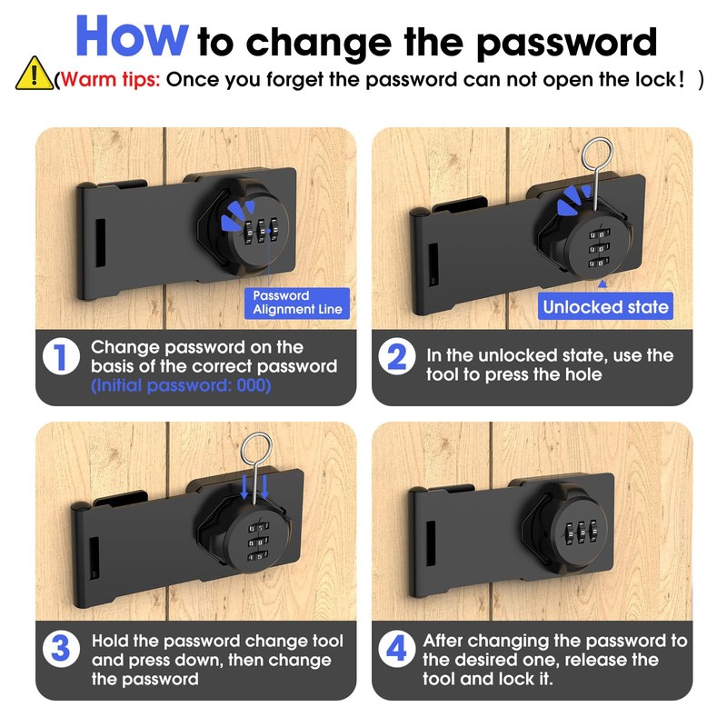 Mechanical Password Rotary Hasp Locks, Cabinet Locks with Combination, Door
