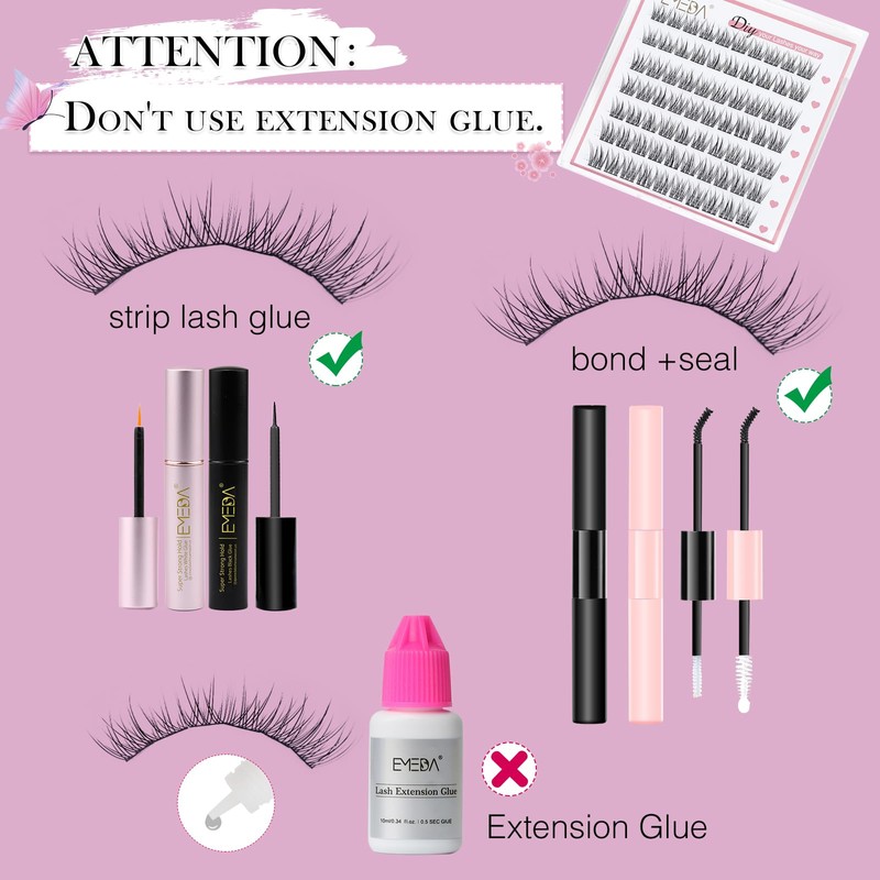 EMEDA DIY Eyelash Extensions Individual Lash Extensions Clusters 70 Pcs