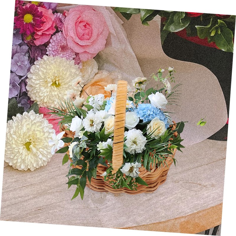 BESPORTBLE Mini Rattan Woven Basket Lightweight Picnic Flower Basket for