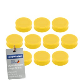 Ergo Large magnets, diameter 34 mm x 12.5 mm, pack of 10 golden yellow