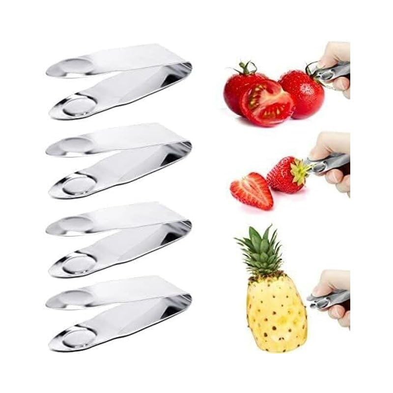 2PCS Silver Stainless Steel Strawberry Huller Fruit Stem Remover Home