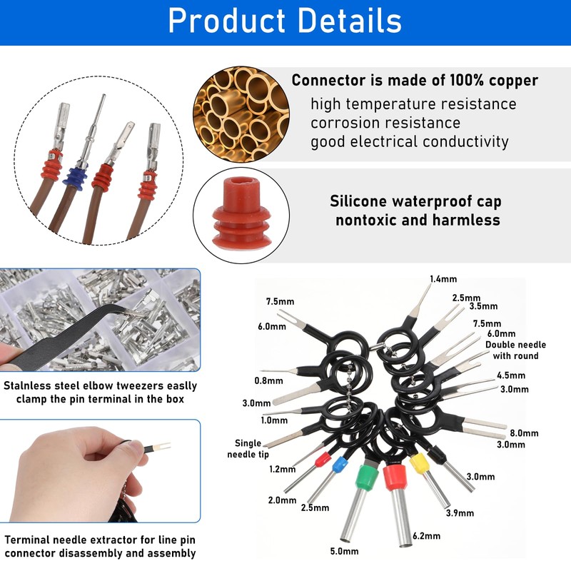 950 PCS Depinning Tool Kit Automotive Connector Pins Terminal Removal