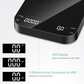 ORIA Coffee Scale with Timer, Rechargeable Espresso Scale, 3Kg/0.1g Accurate Scale for Espresso and Pour-Over Coffee, Portable Digital Kitchen Scale with Tare, 3 Units, Touch Screen, Silicone Cover