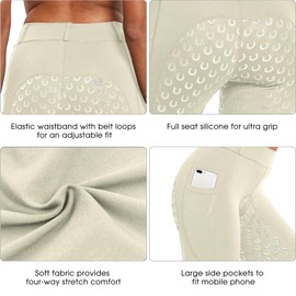 FitsT4 Sports Women's Full Seat Riding Tights Active Silicon Grip Horse Riding Tights Equestrian Breeches Beige Size S