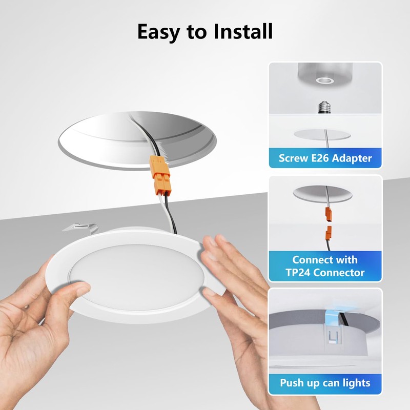 LVWIT LED Recessed Light 4Inch, 5CCT Can Lighting with White