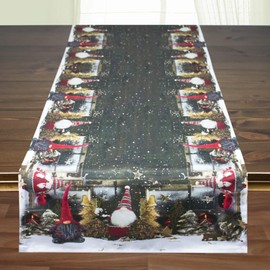 Kamaca Table Runner 40 x 140 cm with High-Quality Print Motif, Kitchen Dining Table Eyecatcher, Autumn, Winter, Christmas (Gnome)