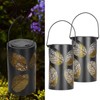 2Pcs Solar Hanging Lamp Wrought Iron Hollow LED Light for