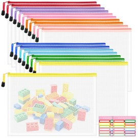 VVCOIIROEI 18pcs Mesh Zipper Pouch Bags, A4 Letter Size, 9 Colors Zipper Pouches for Organizing, File Storage Bags, Travel, School Office Organize