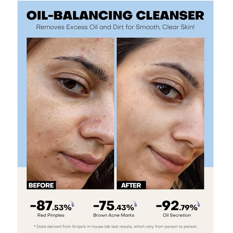 Srripo Amino Acid Foaming Cleanser, Gentle Face Wash and Makeup