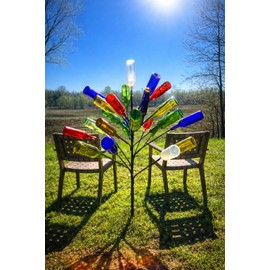 The Big Daddy Bottle Tree | Yard Garden Decor | Simple 2pc Assembly | No Tools Required | Displays 25 Bottles | 5 ft Tall | Heavy Duty Welded Solid Raw Steel | Unpainted | Made in Mississippi USA
