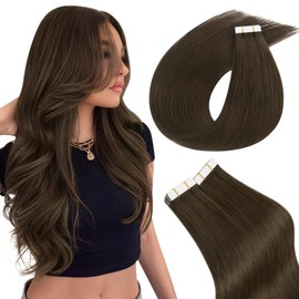 Easyouth Tape in Hair Extensions Dark Brown 12in Tape in Remy Hair Extensions Darkest Brown Tape in Human Hair Extensions Brown Real Hair Tape Extensions Human Hair for Natural Look 20pcs 30g