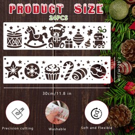 SRIZIAN 24pcs Christmas Painting Stencils for Crafts Reusable