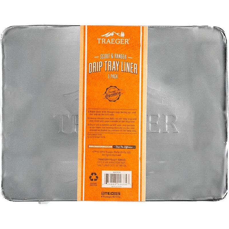 Traeger Grills BAC458 Ranger/Scout Drip Tray Liner Grill Accessory, 5