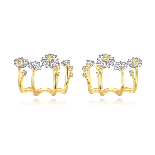 Daisy Claw Earrings Sterling Silver Ear Cuff Daisy Flower Stud