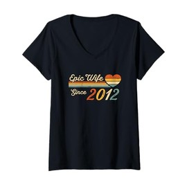 Womens 13th wedding anniversary 13 years - Epic Wife Since 2012 V-Neck T-Shirt
