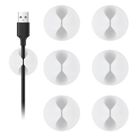 Shintop Cable Clips, 6 Pack White Cord Holder Cable Management Wire Organizer for Organizing Desk Nightstand Car Phone Charger