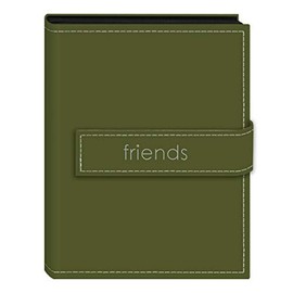 Pioneer Photo Albums 36-Pocket 4 by 6-Inch Embroidered Friends Strap Sewn Leatherette Cover Photo Album, Mini, Sage Green