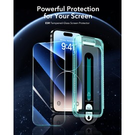 ESR 3 Pack for iPhone 14 Pro Max Screen Protector, [9H Hardness] [Military Grade Shatterproof] Tempered Glass Film with Flawless Fit Tray