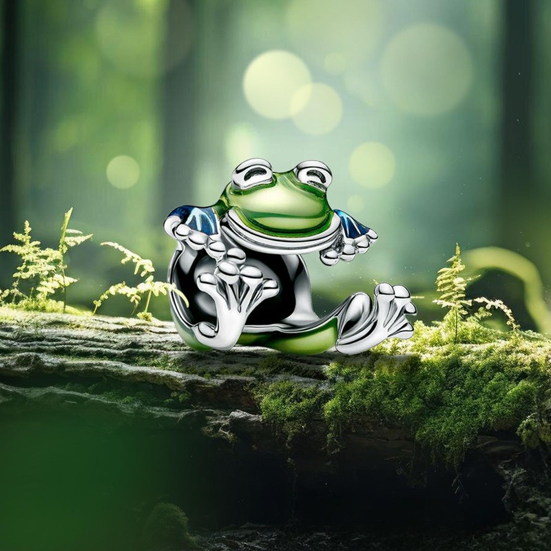 MSPOVOF Climbing Frog Charms Bead for Bracelets and Necklaces 925