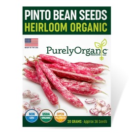 Organic Pinto Bean Seeds - USDA Organic, Non-GMO, Open Pollinated, Heirloom, USA Origin (1 Packet - 20 Grams - Approx 36 Seeds)