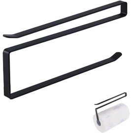 Kitchen Roll Holder No Drilling Roll Holder Kitchen Organiser Metal Kitchen Roll Holder Base Cabinet Paper for Kitchen Bathroom Hanging Paper Towel Holder Hanger Black