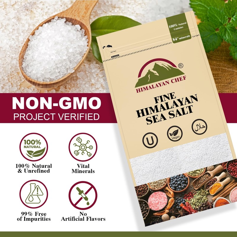 Himalayan Chef Sea Salt, All-Natural Fine Grain, 48-ounce sea Salt