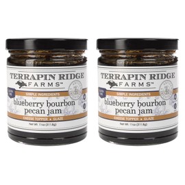 Terrapin Ridge Farms Blueberry Bourbon Pecan Jam - Sweet & Flavorful Jam with Blueberries, Pecans, Raisins, Cinnamon, and Bourbon - Perfect for Toast, Meats, and Desserts - Two 11 oz Jar