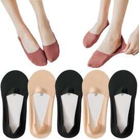 5 Pairs Invisible Ice Silk Socks,No Show Socks Low Cut Comfort Breathable Thin Socks,Non Slip Hidden for for Womens Sock (Black & Skin Tone)
