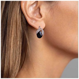 Aneneiceera Vintage Teardrop Onyx Crystal Stud Earrings Black Crystal Earrings Cz Black Rhinestone Earrings Black Cz Wedding Earrings Jewelry for Women and Girls (Black)